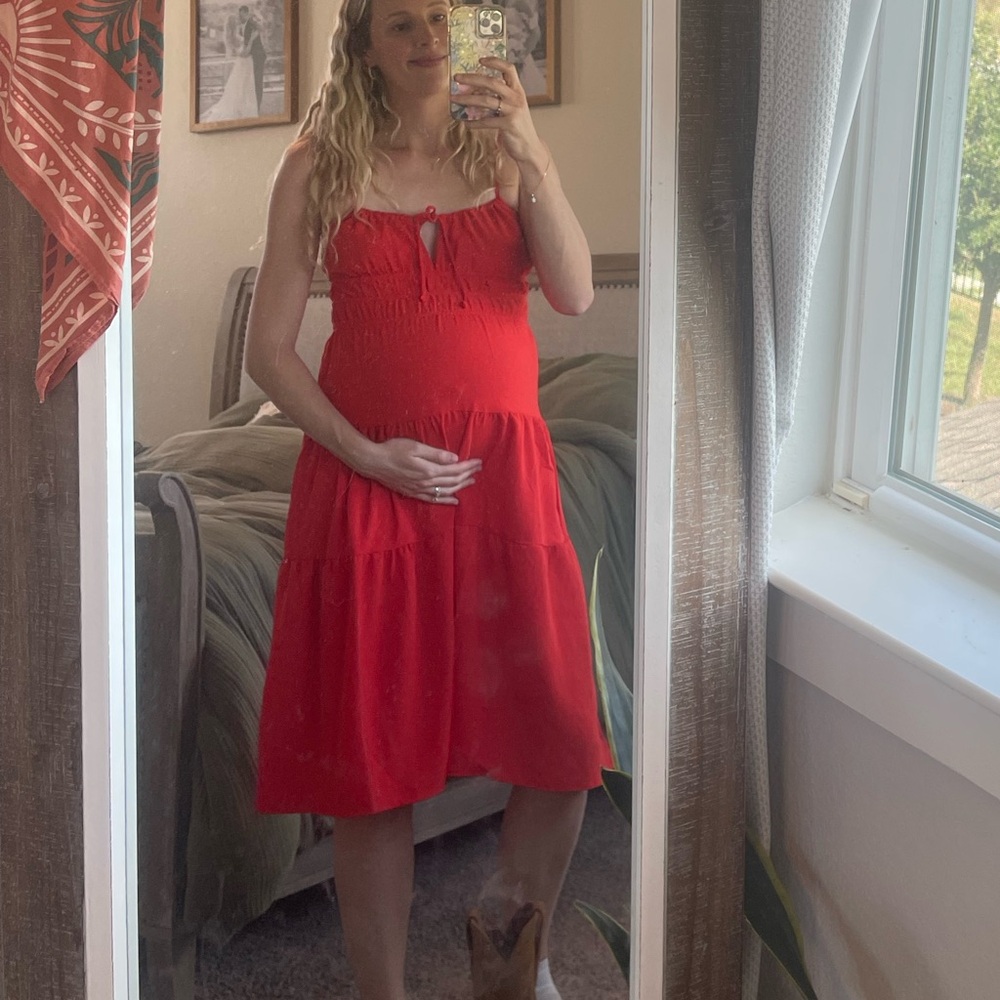 Monteau Vibrant Red Midi Dress